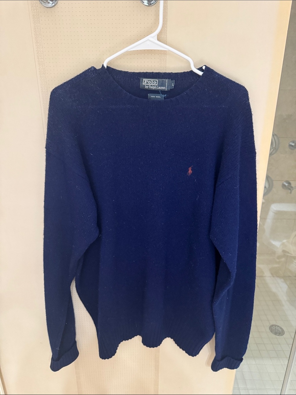 Vintage 100% Wool Polo by Ralph Lauren Navy Crewneck Sweater